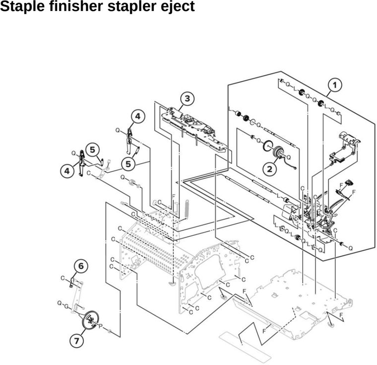 Assembly 60: Staple finisher stapler eject parts diagram - Lexmark CX942 CX943 CX944 XC9445 XC9455 XC9465 Parts