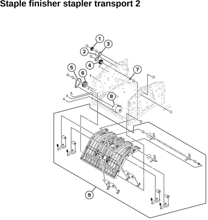 Assembly 63: Staple finisher stapler transport 2 parts diagram - Lexmark CX942 CX943 CX944 XC9445 XC9455 XC9465 Parts