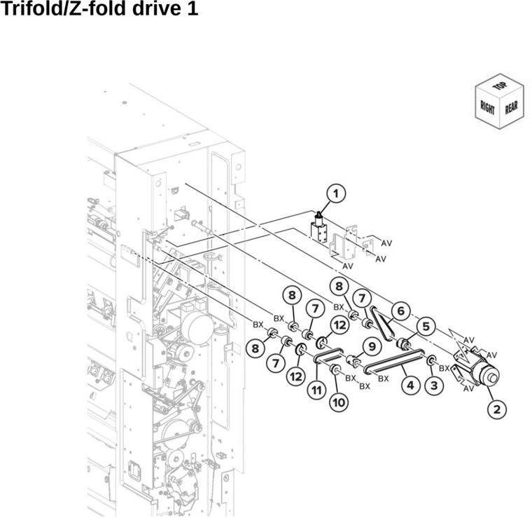 Assembly 70: Trifold/Z-fold drive 1 parts diagram - Lexmark CX942 CX943 CX944 XC9445 XC9455 XC9465 Parts