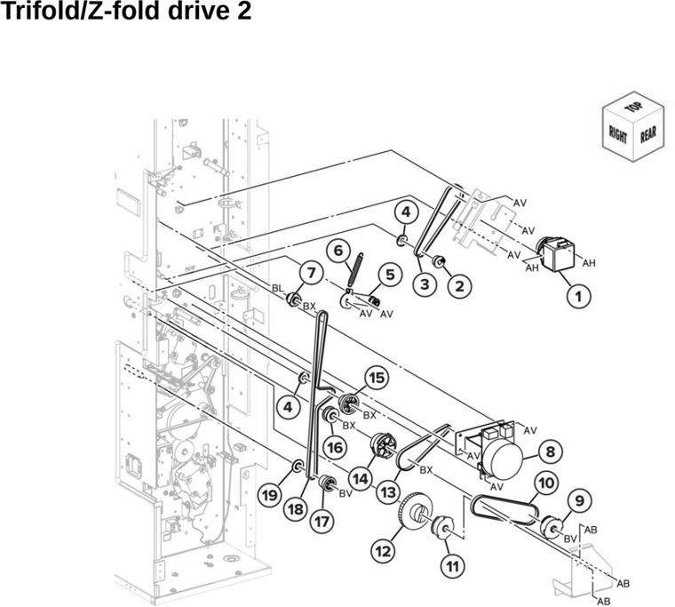 Assembly 71: Trifold/Z-fold drive 2 parts diagram - Lexmark CX942 CX943 CX944 XC9445 XC9455 XC9465 Parts