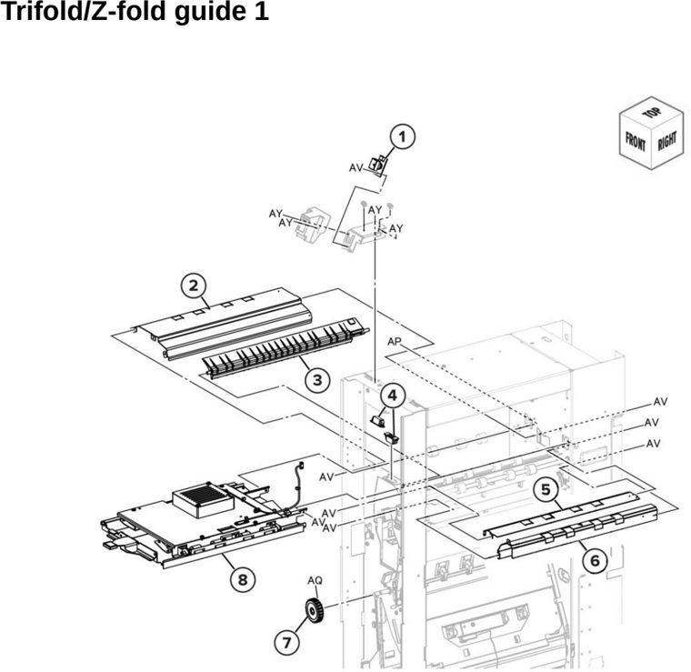 Assembly 73: Trifold/Z-fold guide 1 parts diagram - Lexmark CX942 CX943 CX944 XC9445 XC9455 XC9465 Parts