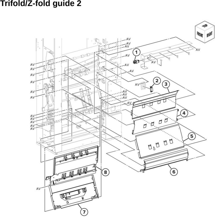 Assembly 74: Trifold/Z-fold guide 2 parts diagram - Lexmark CX942 CX943 CX944 XC9445 XC9455 XC9465 Parts
