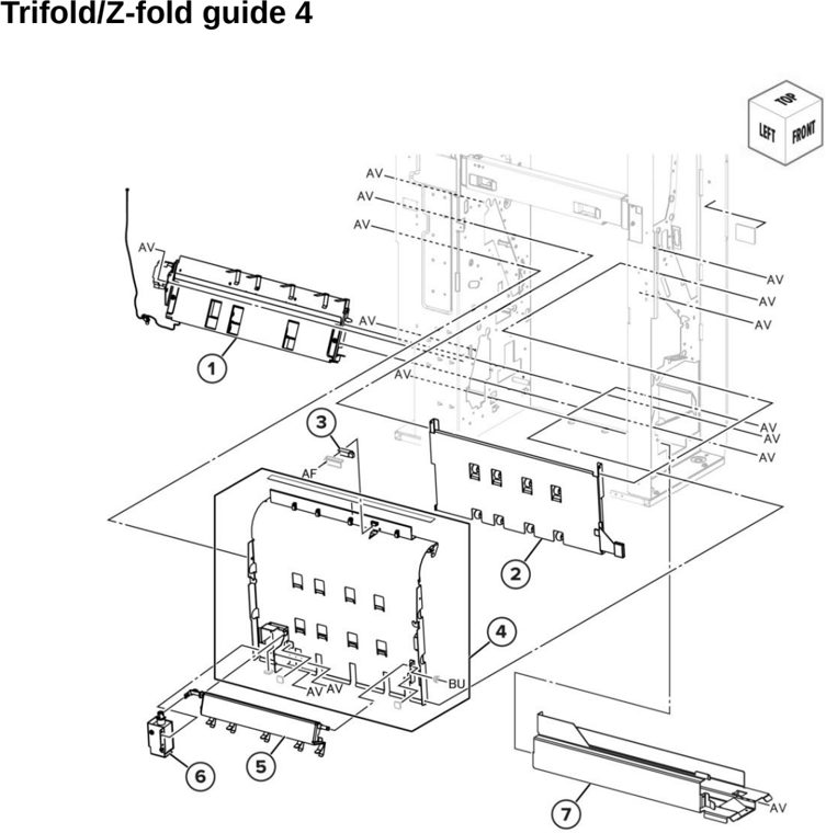 Assembly 76: Trifold/Z-fold guide 4 parts diagram - Lexmark CX942 CX943 CX944 XC9445 XC9455 XC9465 Parts