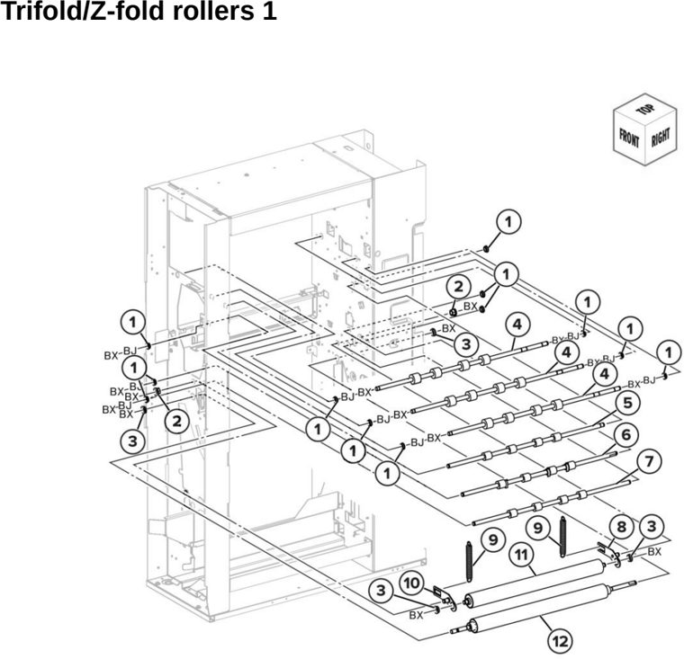 Assembly 77: Trifold/Z-fold rollers 1 parts diagram - Lexmark CX942 CX943 CX944 XC9445 XC9455 XC9465 Parts