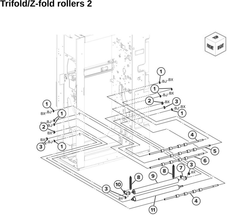 Assembly 78: Trifold/Z-fold rollers 2 parts diagram - Lexmark CX942 CX943 CX944 XC9445 XC9455 XC9465 Parts