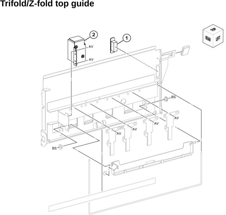 Assembly 84: Trifold/Z-fold top guide parts diagram - Lexmark CX942 CX943 CX944 XC9445 XC9455 XC9465 Parts