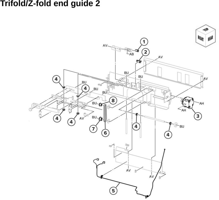 Assembly 86: Trifold/Z-fold end guide 2 parts diagram - Lexmark CX942 CX943 CX944 XC9445 XC9455 XC9465 Parts