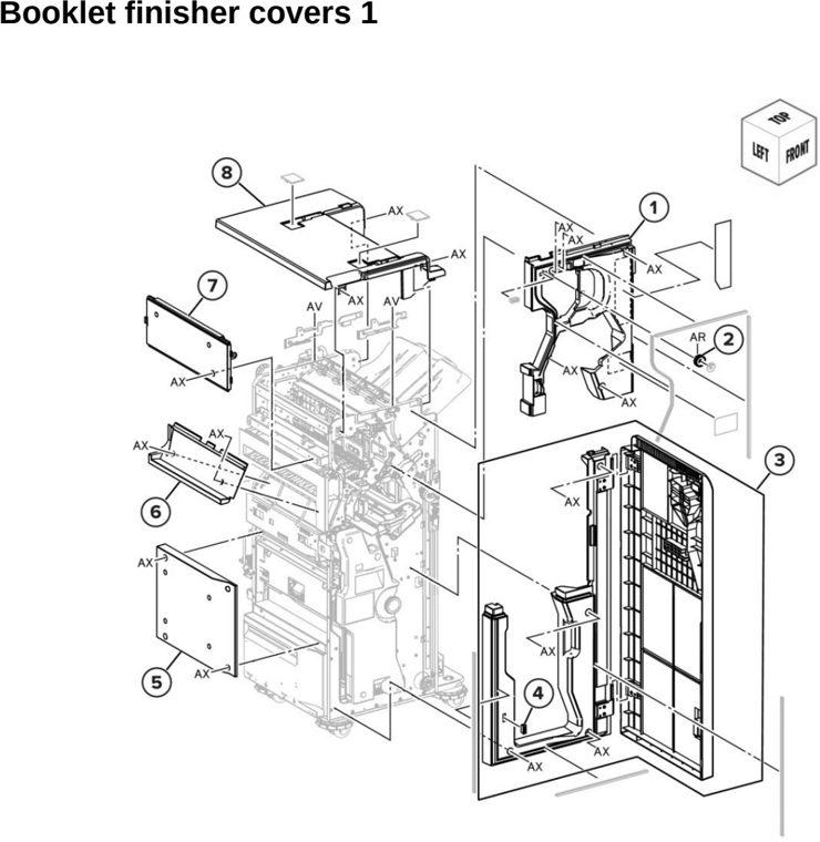 Assembly 88: Booklet finisher covers 1 parts diagram - Lexmark CX942 CX943 CX944 XC9445 XC9455 XC9465 Parts