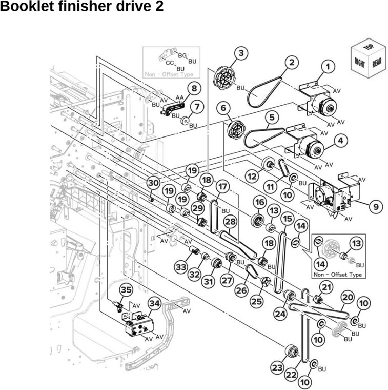 Assembly 95: Booklet finisher drive 2 parts diagram - Lexmark CX942 CX943 CX944 XC9445 XC9455 XC9465 Parts