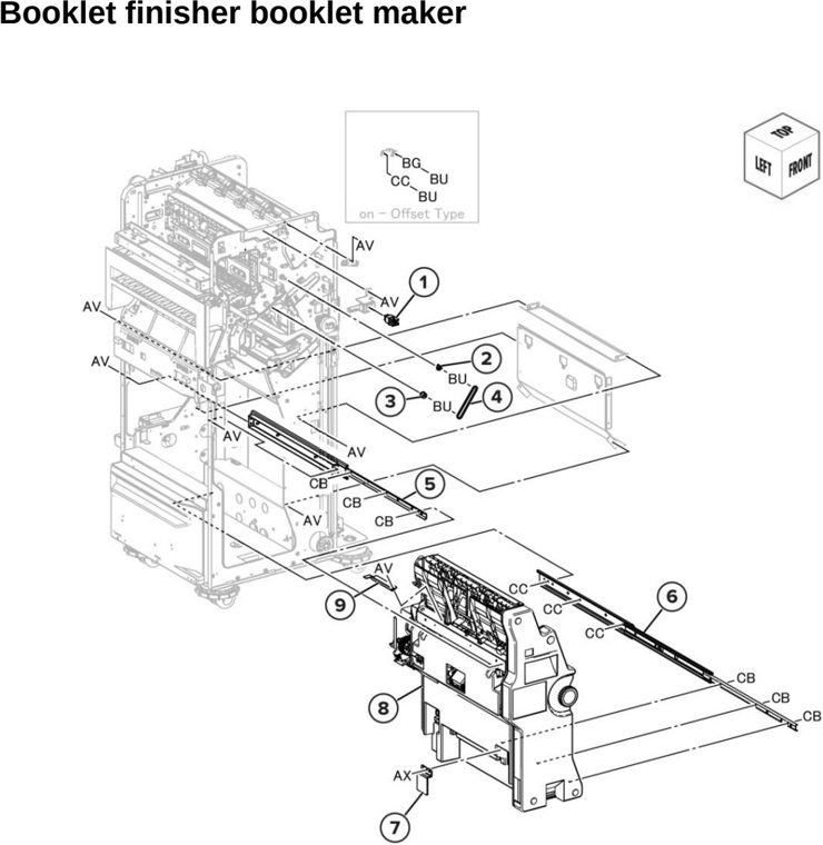 Assembly 97: Booklet finisher booklet maker parts diagram - Lexmark CX942 CX943 CX944 XC9445 XC9455 XC9465 Parts