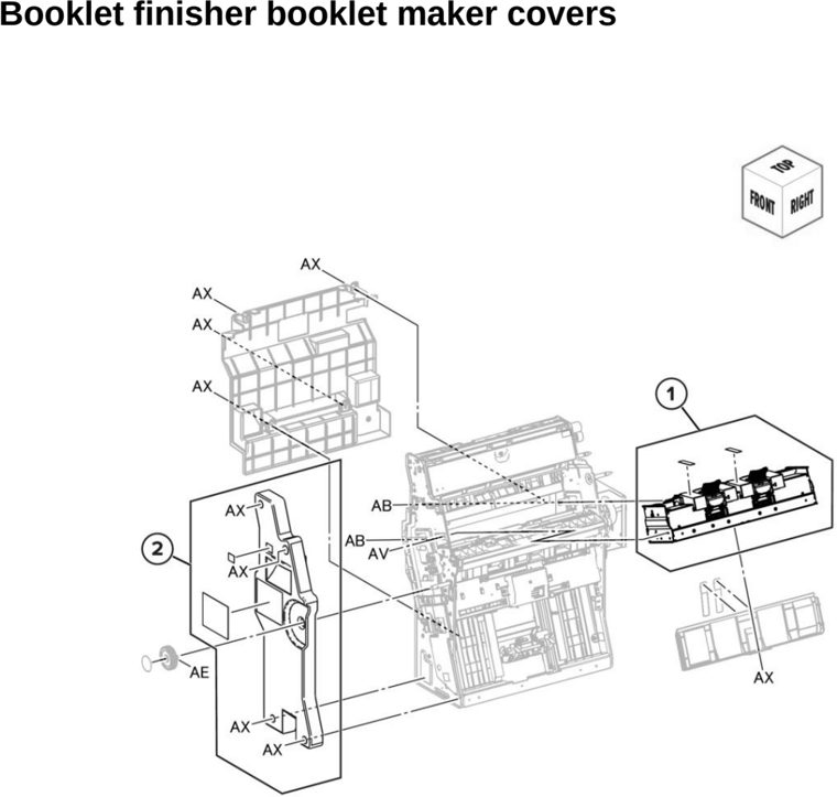 Assembly 98: Booklet finisher booklet maker covers parts diagram - Lexmark CX942 CX943 CX944 XC9445 XC9455 XC9465 Parts
