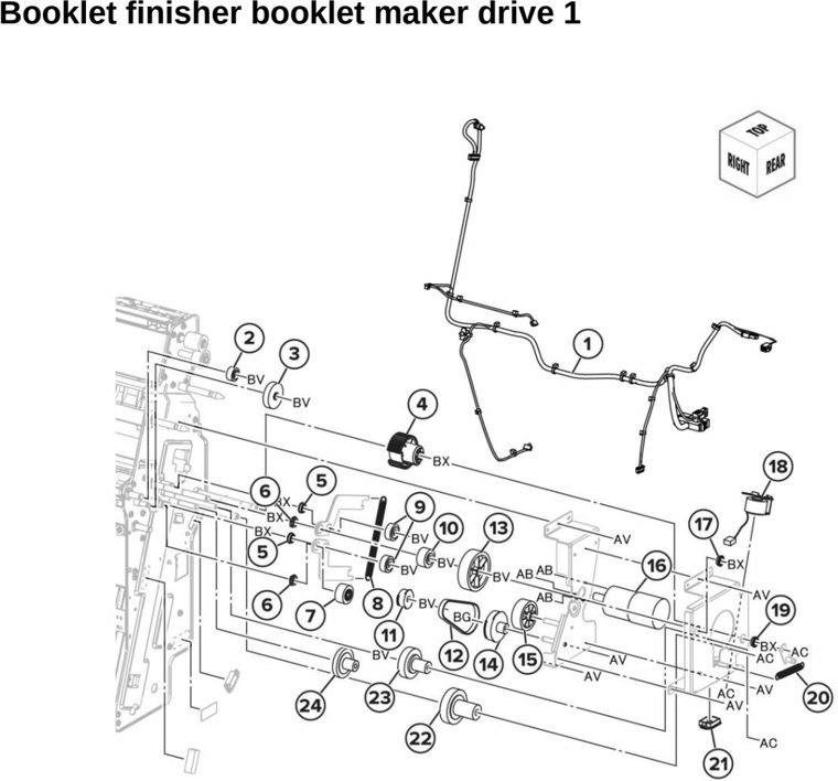 Assembly 99: Booklet finisher booklet maker drive 1 parts diagram - Lexmark CX942 CX943 CX944 XC9445 XC9455 XC9465 Parts
