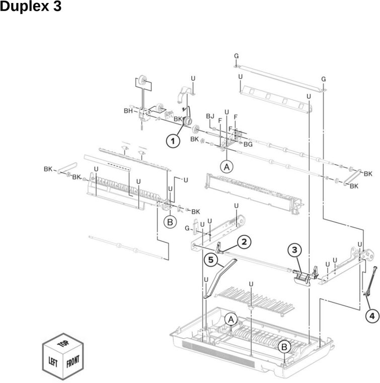 Assembly 7: Duplex 3 parts diagram - Lexmark MX931 Parts
