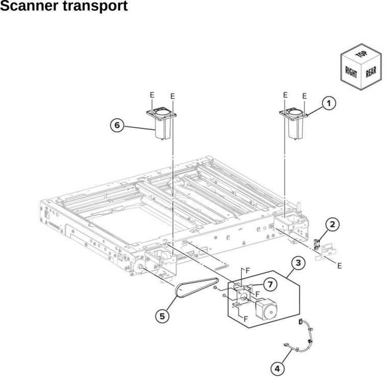 Assembly 44: Scanner transport parts diagram - Lexmark MX931 Parts