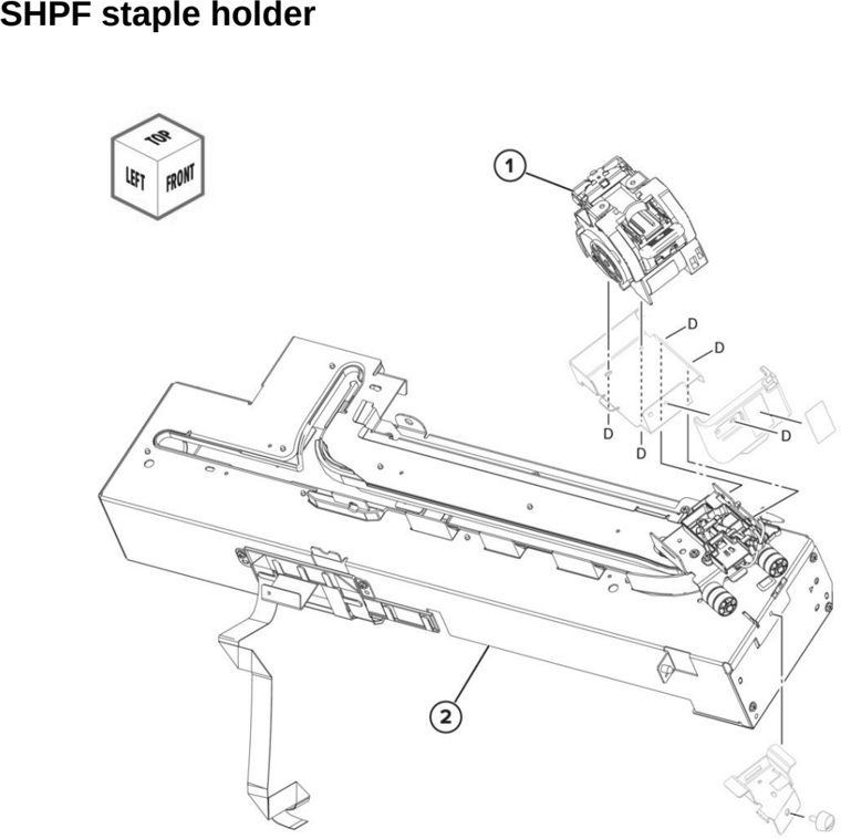 Assembly 64: SHPF staple holder parts diagram - Lexmark MX931 Parts