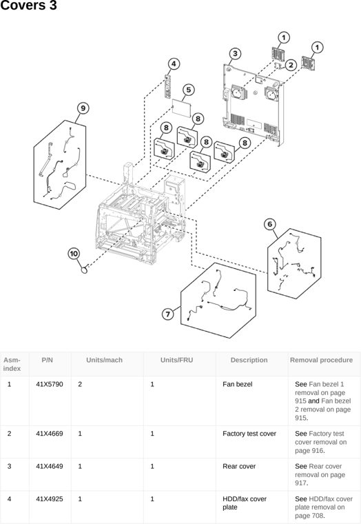 Assembly 3: Covers 3 parts diagram - Lexmark CX833 CX961 CX962 CX963 XC8355 XC9635 XC9645 XC9655 Parts