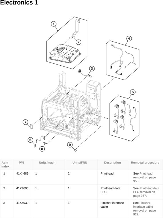 Assembly 8: Electronics 1 parts diagram - Lexmark CX833 CX961 CX962 CX963 XC8355 XC9635 XC9645 XC9655 Parts