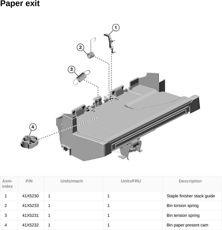 Assembly 103: Paper exit parts diagram - Lexmark CX833 CX961 CX962 CX963 XC8355 XC9635 XC9645 XC9655 Parts