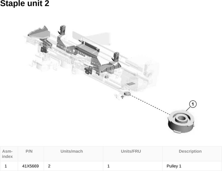Assembly 105: Staple unit 2 parts diagram - Lexmark CX833 CX961 CX962 CX963 XC8355 XC9635 XC9645 XC9655 Parts