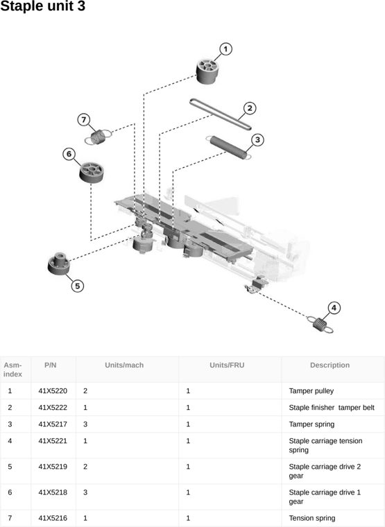 Assembly 106: Staple unit 3 parts diagram - Lexmark CX833 CX961 CX962 CX963 XC8355 XC9635 XC9645 XC9655 Parts