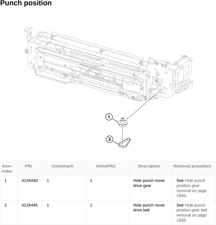Assembly 111: Punch position parts diagram - Lexmark CX833 CX961 CX962 CX963 XC8355 XC9635 XC9645 XC9655 Parts