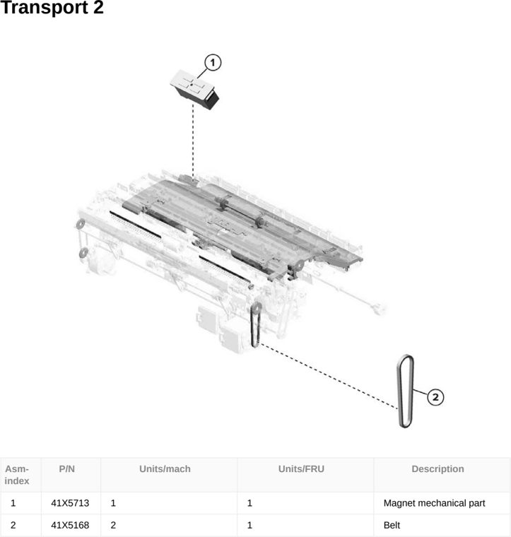 Assembly 115: Transport 2 parts diagram - Lexmark CX833 CX961 CX962 CX963 XC8355 XC9635 XC9645 XC9655 Parts