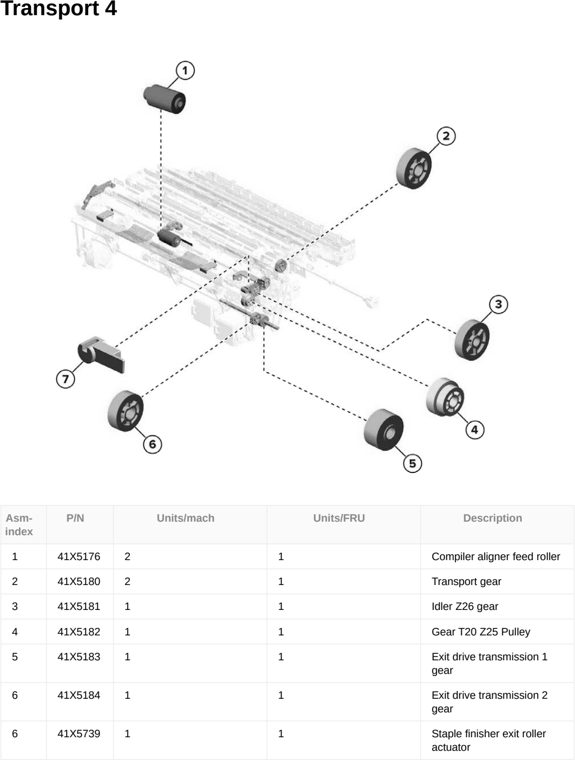 Assembly 117: Transport 4 parts diagram - Lexmark CX833 CX961 CX962 CX963 XC8355 XC9635 XC9645 XC9655 Parts
