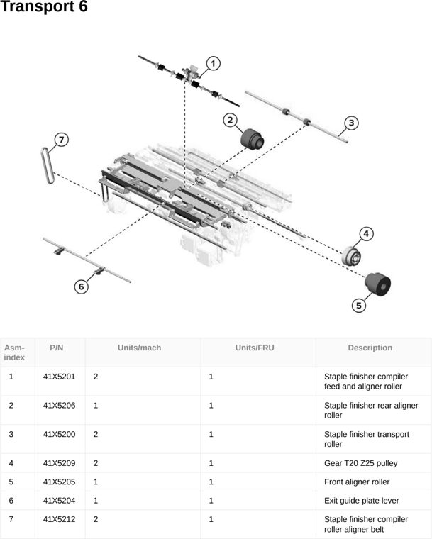 Assembly 119: Transport 6 parts diagram - Lexmark CX833 CX961 CX962 CX963 XC8355 XC9635 XC9645 XC9655 Parts
