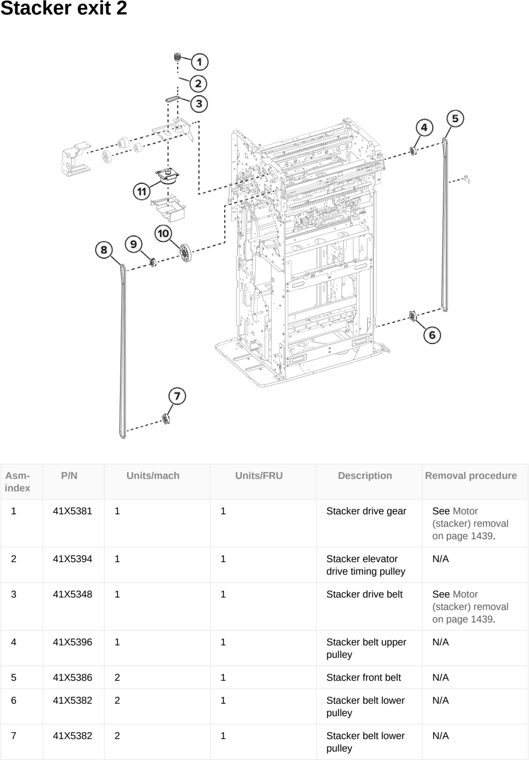 Assembly 127: Stacker exit 2 parts diagram - Lexmark CX833 CX961 CX962 CX963 XC8355 XC9635 XC9645 XC9655 Parts