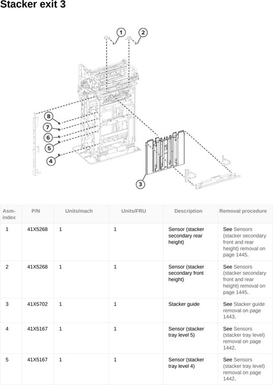 Assembly 128: Stacker exit 3 parts diagram - Lexmark CX833 CX961 CX962 CX963 XC8355 XC9635 XC9645 XC9655 Parts