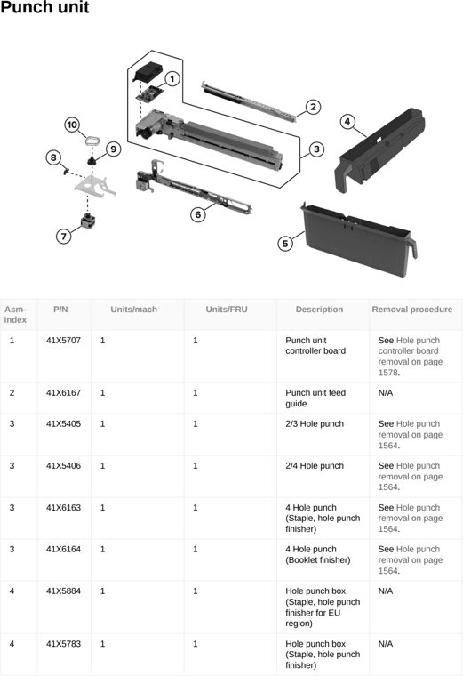 Assembly 132: Punch unit parts diagram - Lexmark CX833 CX961 CX962 CX963 XC8355 XC9635 XC9645 XC9655 Parts