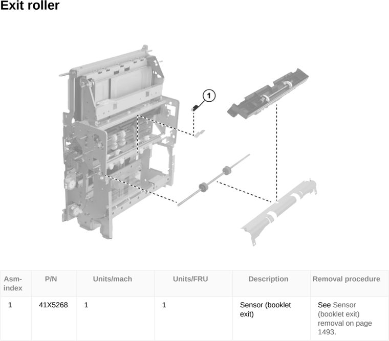 Assembly 148: Exit roller parts diagram - Lexmark CX833 CX961 CX962 CX963 XC8355 XC9635 XC9645 XC9655 Parts