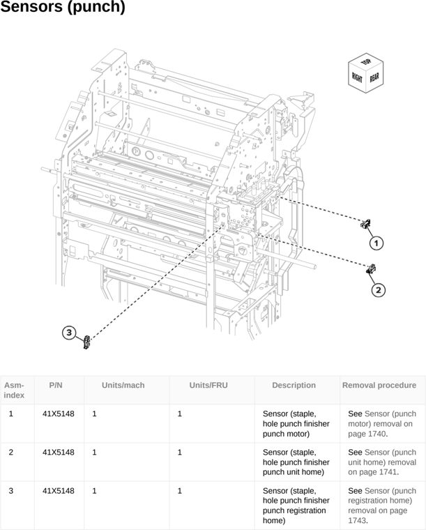 Assembly 155: Sensors (punch) parts diagram - Lexmark CX833 CX961 CX962 CX963 XC8355 XC9635 XC9645 XC9655 Parts