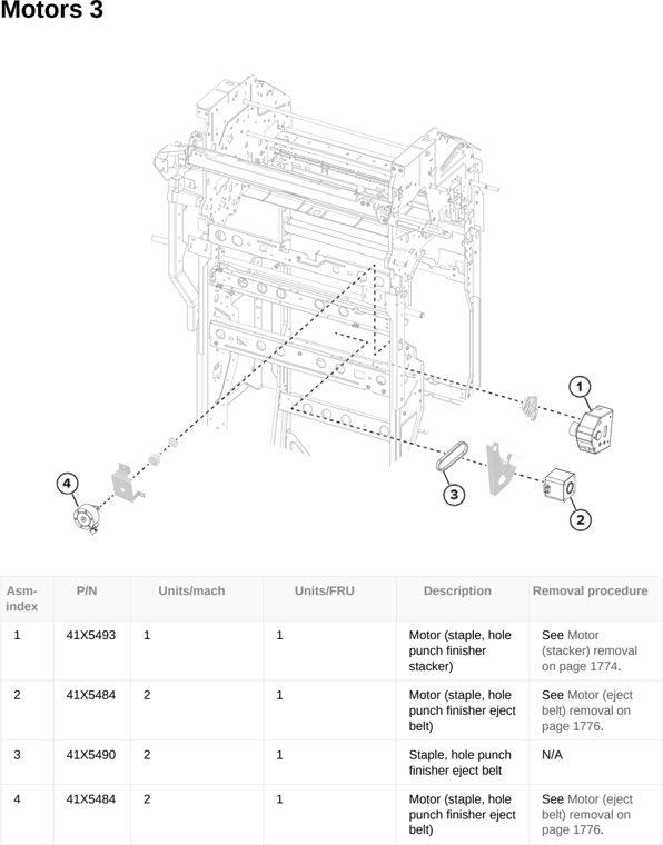 Assembly 158: Motors 3 parts diagram - Lexmark CX833 CX961 CX962 CX963 XC8355 XC9635 XC9645 XC9655 Parts