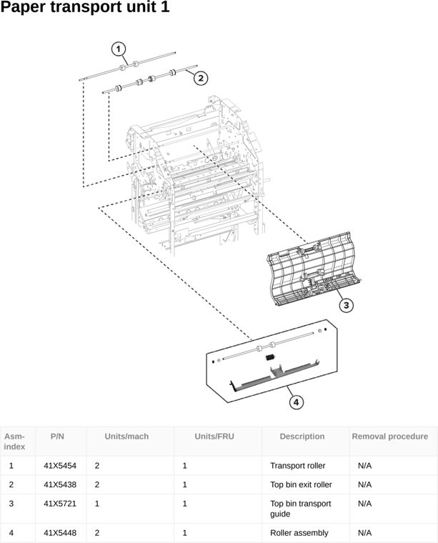 Assembly 159: Paper transport unit 1 parts diagram - Lexmark CX833 CX961 CX962 CX963 XC8355 XC9635 XC9645 XC9655 Parts