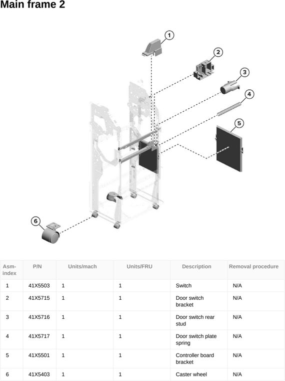 Assembly 170: Main frame 2 parts diagram - Lexmark CX833 CX961 CX962 CX963 XC8355 XC9635 XC9645 XC9655 Parts
