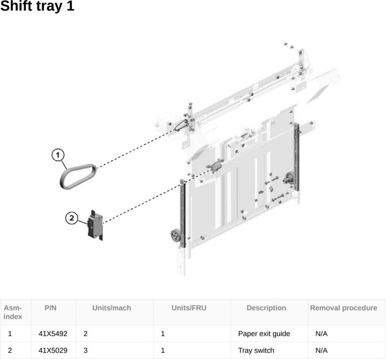 Assembly 172: Shift tray 1 parts diagram - Lexmark CX833 CX961 CX962 CX963 XC8355 XC9635 XC9645 XC9655 Parts