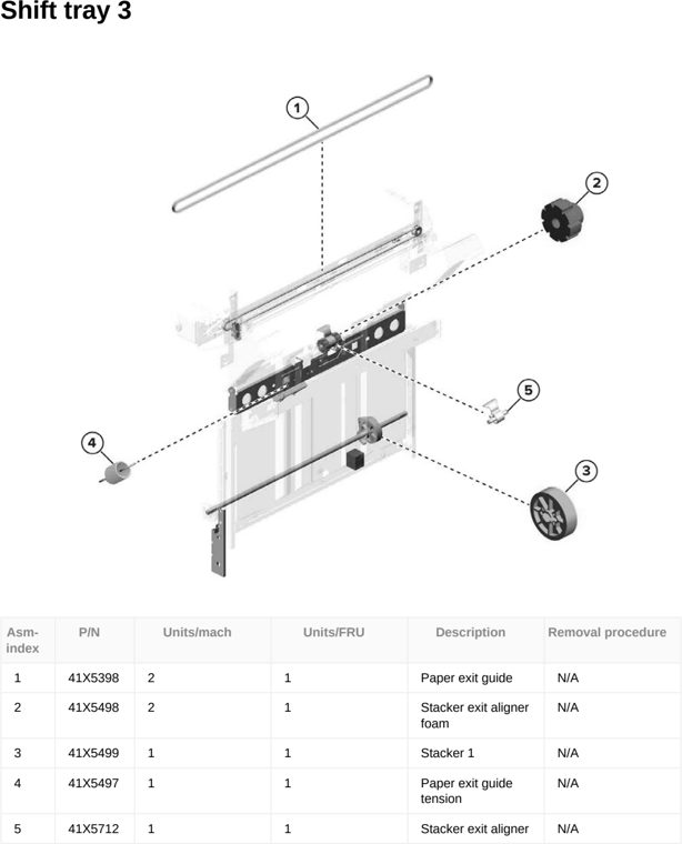 Assembly 174: Shift tray 3 parts diagram - Lexmark CX833 CX961 CX962 CX963 XC8355 XC9635 XC9645 XC9655 Parts