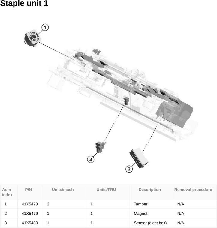 Assembly 175: Staple unit 1 parts diagram - Lexmark CX833 CX961 CX962 CX963 XC8355 XC9635 XC9645 XC9655 Parts