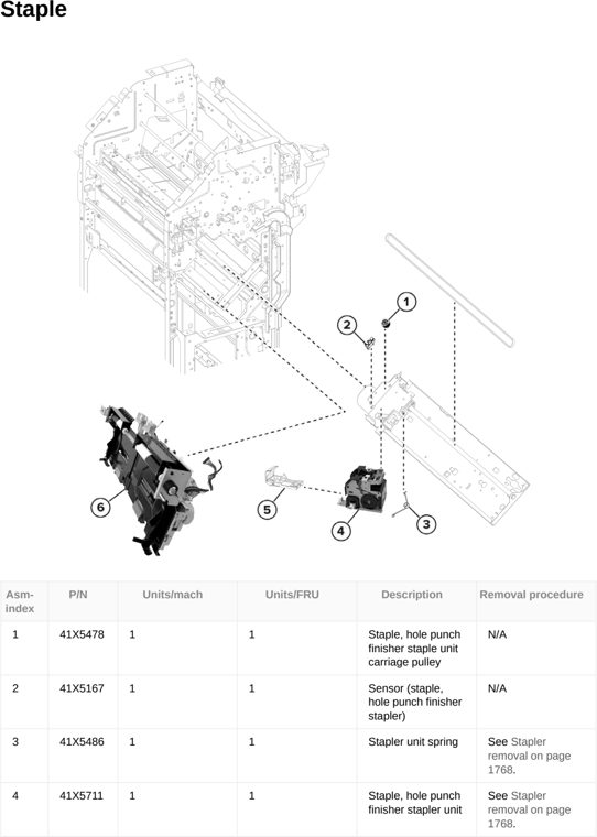 Assembly 179: Staple parts diagram - Lexmark CX833 CX961 CX962 CX963 XC8355 XC9635 XC9645 XC9655 Parts