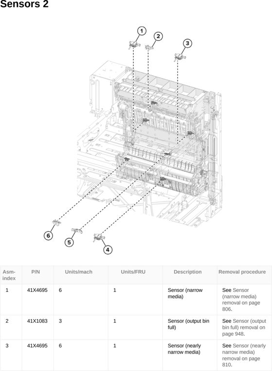 Assembly 20: Sensors 2 parts diagram - Lexmark CX833 CX961 CX962 CX963 XC8355 XC9635 XC9645 XC9655 Parts