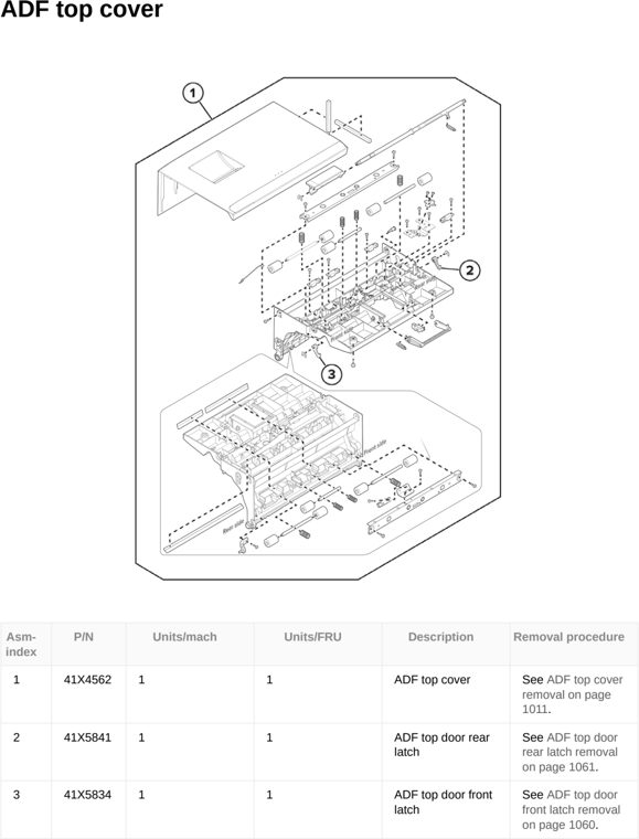 Assembly 33: ADF top cover parts diagram - Lexmark CX833 CX961 CX962 CX963 XC8355 XC9635 XC9645 XC9655 Parts