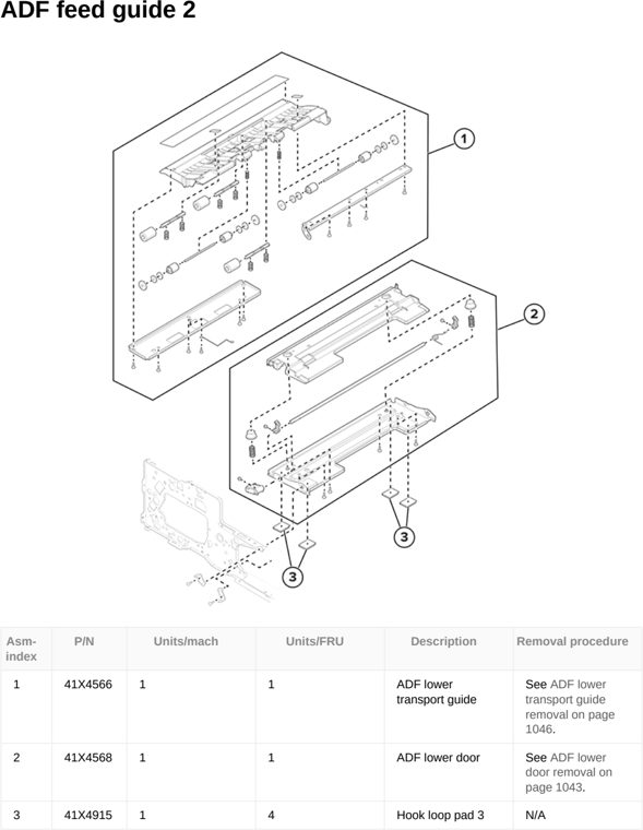 Assembly 36: ADF feed guide 2 parts diagram - Lexmark CX833 CX961 CX962 CX963 XC8355 XC9635 XC9645 XC9655 Parts