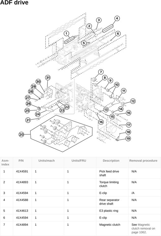 Assembly 38: ADF drive parts diagram - Lexmark CX833 CX961 CX962 CX963 XC8355 XC9635 XC9645 XC9655 Parts