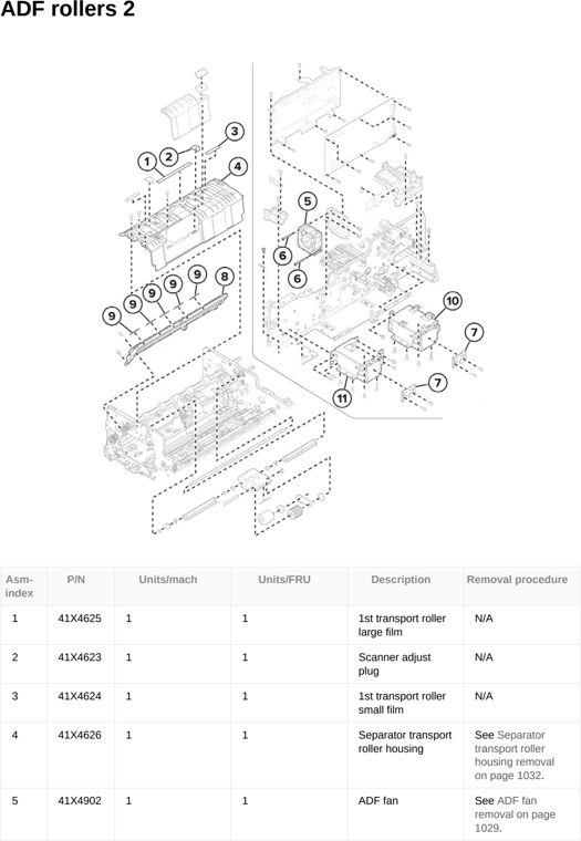 Assembly 40: ADF rollers 2 parts diagram - Lexmark CX833 CX961 CX962 CX963 XC8355 XC9635 XC9645 XC9655 Parts