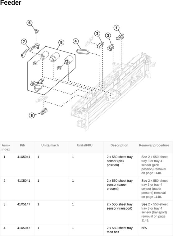 Assembly 47: Feeder parts diagram - Lexmark CX833 CX961 CX962 CX963 XC8355 XC9635 XC9645 XC9655 Parts