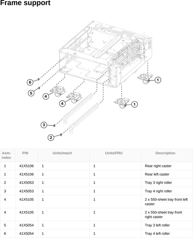 Assembly 48: Frame support parts diagram - Lexmark CX833 CX961 CX962 CX963 XC8355 XC9635 XC9645 XC9655 Parts