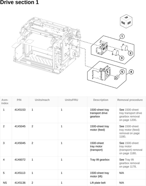Assembly 52: Drive section 1 parts diagram - Lexmark CX833 CX961 CX962 CX963 XC8355 XC9635 XC9645 XC9655 Parts