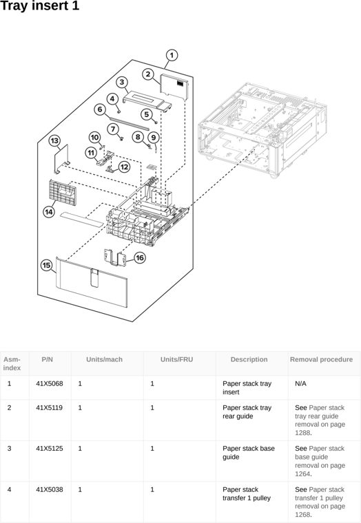 Assembly 67: Tray insert 1 parts diagram - Lexmark CX833 CX961 CX962 CX963 XC8355 XC9635 XC9645 XC9655 Parts