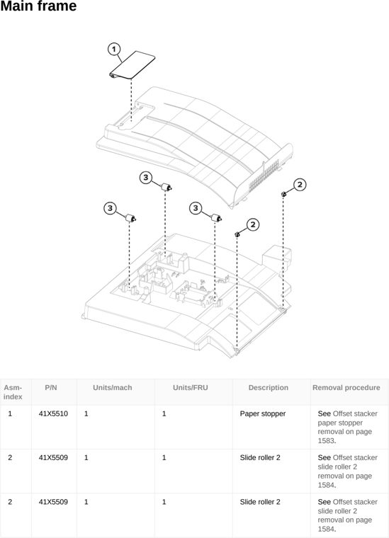 Assembly 71: Main frame parts diagram - Lexmark CX833 CX961 CX962 CX963 XC8355 XC9635 XC9645 XC9655 Parts